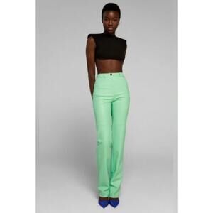 Cultnaked Killa Faux Leather Pants Pastel Green Long Inseam Straight Leg NWT M